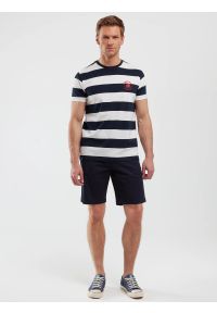 Big-Star - Koszulka męska w paski biało-granatowa Remir 403. Okazja: na co dzień. Kolor: niebieski. Materiał: bawełna, jeans, skóra, dzianina. Wzór: paski. Sezon: lato. Styl: sportowy, retro, casual #6