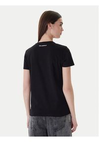 Karl Lagerfeld - KARL LAGERFELD T-Shirt A1W17019 Czarny Regular Fit. Typ kołnierza: dekolt w karo. Kolor: czarny. Materiał: bawełna #4