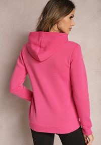 Renee - Różowa Bluza Kangurka Ocieplona Polarem z Ozdobnym Nadrukiem Elili. Okazja: na co dzień. Kolor: różowy. Materiał: polar. Wzór: nadruk. Styl: elegancki, casual #5