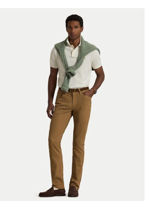 Polo Ralph Lauren Polo 710680784372 Écru Custom Slim Fit. Typ kołnierza: polo. Kolor: kremowy. Materiał: bawełna