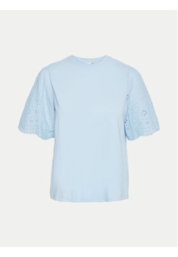 YAS T-Shirt Lex 26033890 Błękitny Regular Fit. Kolor: niebieski. Materiał: bawełna