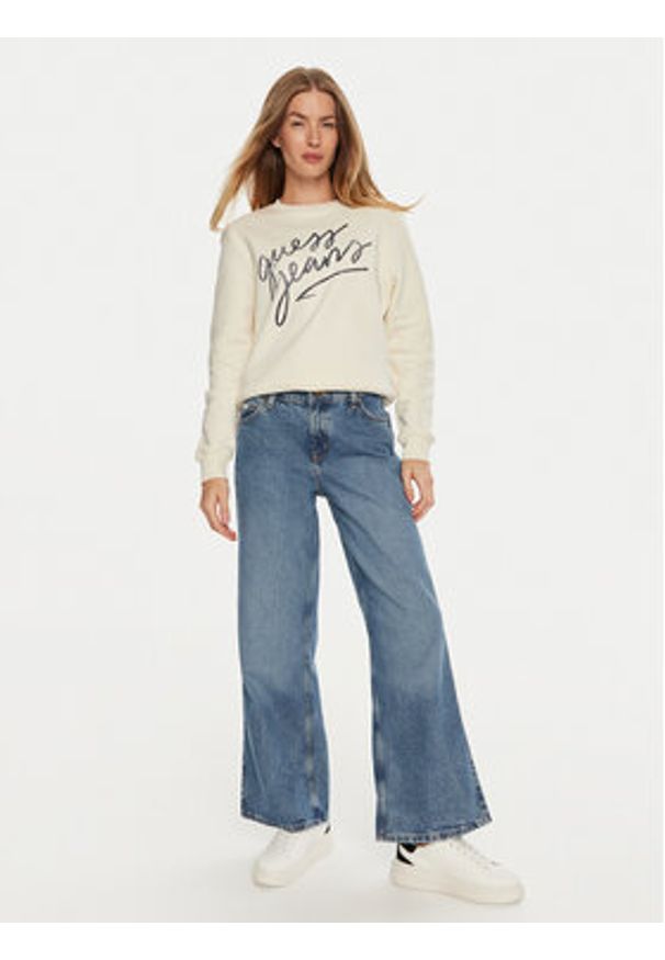 Guess Bluza W4BQ17 KC811 Beżowy Regular Fit. Kolor: beżowy. Materiał: bawełna