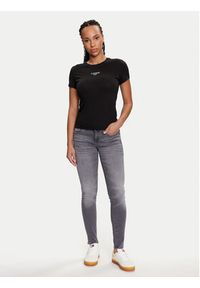 Tommy Jeans T-Shirt Essential DW0DW18397 Czarny Slim Fit. Kolor: czarny. Materiał: wiskoza