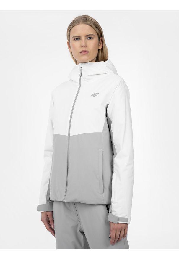 4f - Kurtka narciarska membrana 5 000 damska. Kolor: biały. Materiał: materiał, poliester. Sezon: zima