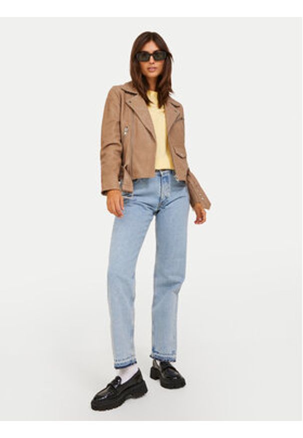 JJXX Kurtka skórzana Holly 12200286 Brązowy Regular Fit. Kolor: brązowy. Materiał: skóra