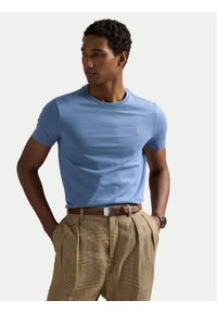 Polo Ralph Lauren T-Shirt 710671438430 Błękitny Custom Slim Fit. Typ kołnierza: polo. Kolor: niebieski. Materiał: bawełna #1