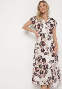 Born2be - Czarna Sukienka z Wiskozą o Koszulowym Kroju z Paskiem z Klamrą Nitasiela. Okazja: na co dzień. Typ kołnierza: dekolt w kształcie V. Kolor: czarny. Materiał: wiskoza. Długość rękawa: krótki rękaw. Typ sukienki: koszulowe. Styl: casual, klasyczny #3