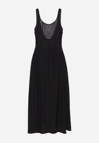 Born2be - Czarna Wiskozowa Sukienka o Rozkloszowanym Kroju Milareina. Okazja: na co dzień. Kolor: czarny. Materiał: wiskoza. Długość rękawa: długi rękaw. Wzór: aplikacja. Typ sukienki: rozkloszowane. Styl: casual, elegancki #5