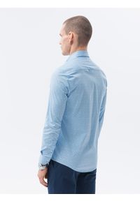 Ombre Clothing - Koszula męska elegancka z długim rękawem - błękitna K603 - XL. Okazja: na co dzień. Kolor: niebieski. Materiał: poliester, bawełna. Długość rękawa: długi rękaw. Długość: długie. Styl: elegancki #3