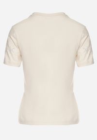 Born2be - Beżowy Bawełniany T-shirt z Cyrkoniowymi Aplikacjami w Gwiazdki Tenivella. Okazja: na co dzień, na spotkanie biznesowe, do pracy. Kolor: beżowy. Materiał: bawełna. Wzór: aplikacja. Styl: biznesowy, elegancki, casual #7