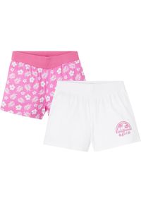 bonprix - Krótkie spodenki dżersejowe z czystej bawełny organicznej (2 pary). Okazja: na co dzień. Kolor: biały. Materiał: jersey, bawełna. Długość: krótkie. Wzór: gładki. Styl: casual #1