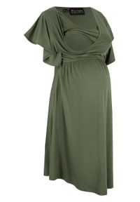 Sukienka ciążowa i do karmienia LENZING™ ECOVERO™ bonprix ciemny khaki. Kolekcja: moda ciążowa. Kolor: zielony. Materiał: materiał #1