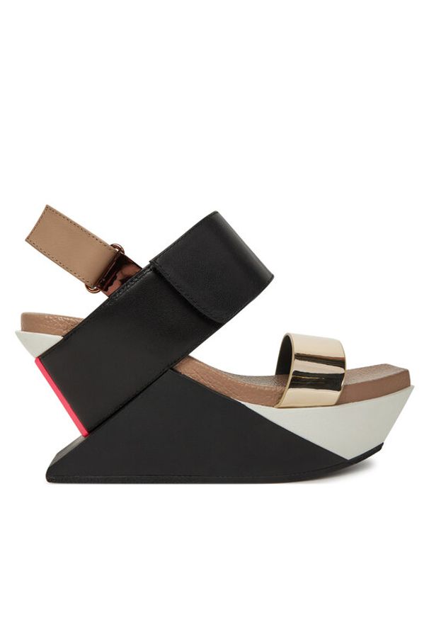 United Nude Sandały Delta Wedge Sandal 1041389316 Czarny. Kolor: czarny. Materiał: skóra