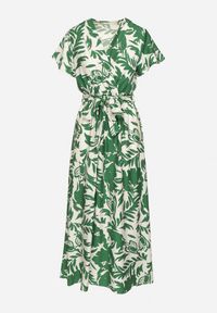 Born2be - Zielona Sukienka z Wiskozy o Kopertowym Kroju z Wiązanym Paskiem Perriana. Okazja: na co dzień. Typ kołnierza: dekolt w kształcie V. Kolor: zielony. Materiał: wiskoza. Długość rękawa: krótki rękaw. Sezon: wiosna, lato. Typ sukienki: kopertowe. Styl: elegancki, casual #6