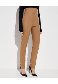 ALEXANDRE VAUTHIER - Beżowe wełniane spodnie z wysokim stanem. Stan: podwyższony. Kolor: beżowy. Materiał: wełna. Styl: elegancki