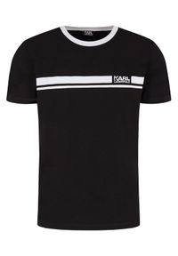 Karl Lagerfeld - KARL LAGERFELD T-Shirt Crewneck 755020 501221 Czarny Regular Fit. Typ kołnierza: dekolt w karo. Kolor: czarny #5