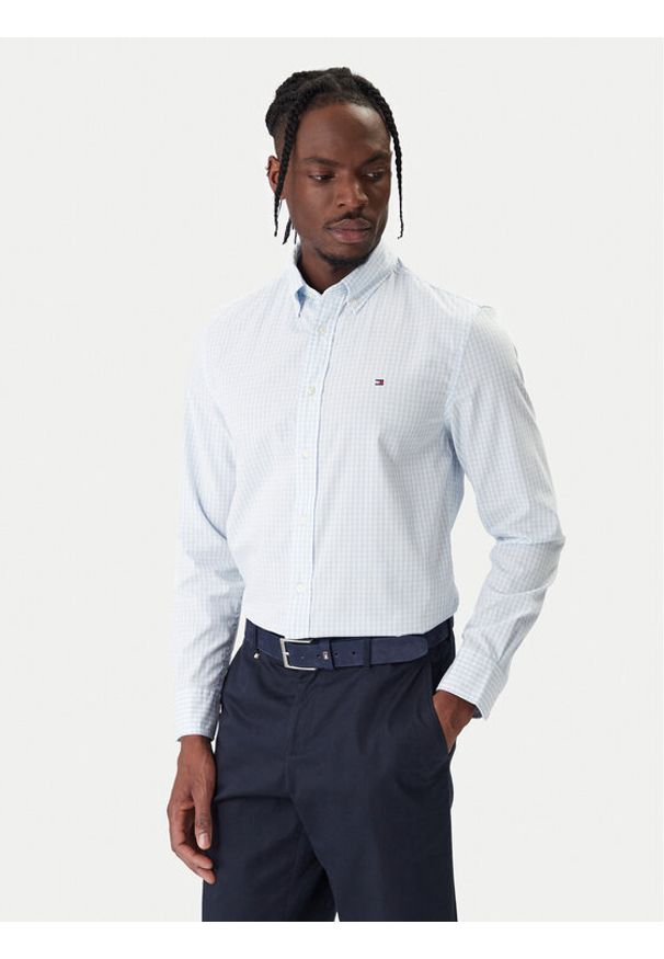 TOMMY HILFIGER - Tommy Hilfiger Koszula Gingham MW0MW41713 Błękitny Regular Fit. Kolor: niebieski. Materiał: bawełna