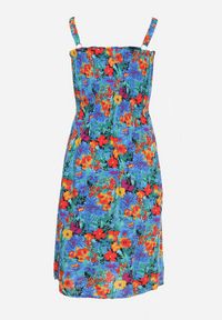 Born2be - Niebiesko-Czerwona Wiskozowa Sukienka z Gumką w Talii na Cienkich Ramiączkach z Guzikami Opelea. Okazja: na co dzień. Kolor: niebieski. Materiał: wiskoza. Długość rękawa: na ramiączkach. Sezon: lato. Styl: casual, elegancki #6