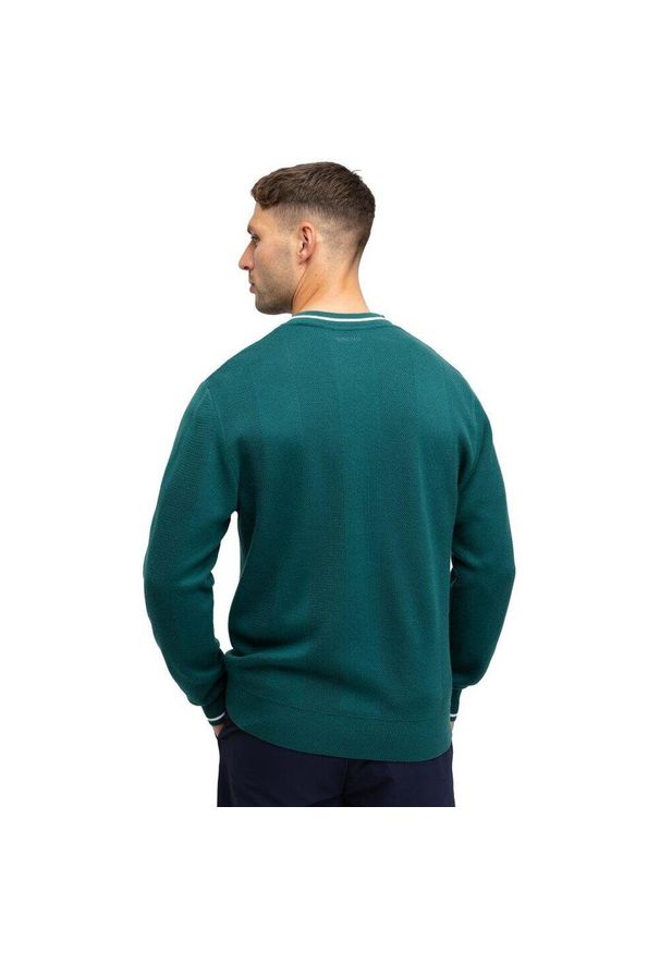 SIROKO - Męski sweter golfowy z dzianiny z dekoltem w serek Siroko Hagen Teal. Typ kołnierza: dekolt w serek. Kolor: zielony. Materiał: dzianina. Sport: golf
