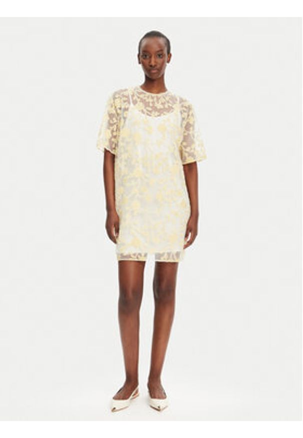 ROTATE Sukienka koktajlowa 113675858 Żółty Relaxed Fit. Kolor: żółty. Materiał: syntetyk. Styl: wizytowy