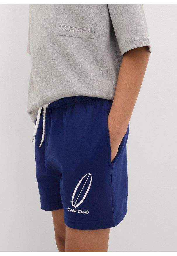 bonprix - Szorty dresowe z bawełny organicznej. Kolor: niebieski. Materiał: bawełna, dresówka