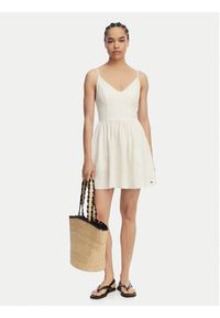 Tommy Jeans Sukienka letnia Skater DW0DW22345 Beżowy jasny Slim Fit. Kolor: beżowy. Materiał: len. Sezon: lato #5