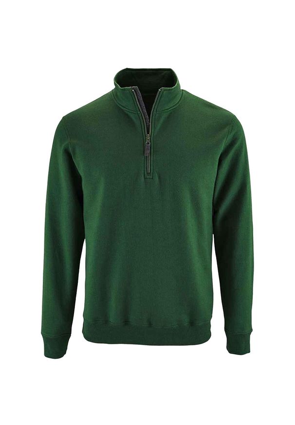 SOL'S - Sweter Męski Stan Zip Z Kołnierzem Stojącym. Kolor: zielony