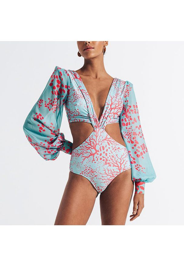 Intica - Strój plażowy z długim rękawem ochrona UV na lato Charyl. Kolor: wielokolorowy. Materiał: materiał. Długość: długie