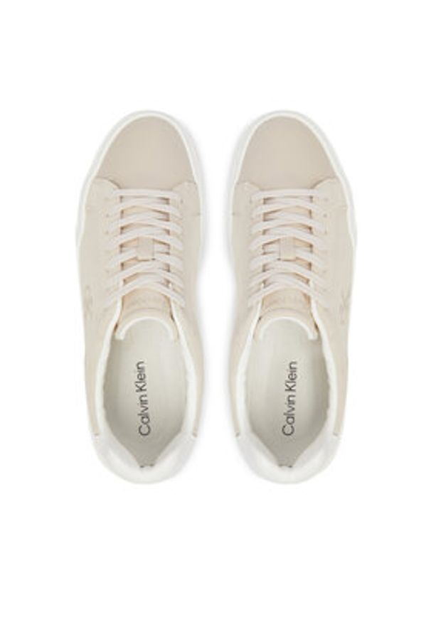 Calvin Klein Sneakersy Chunky Cupsole Laceup Cv Mix HM0HM02238 Beżowy. Kolor: beżowy. Materiał: skóra, zamsz