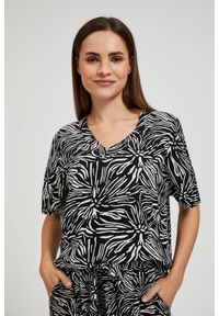 MOODO - Wiskozowa koszula z wzorem czarna. Kolor: czarny. Materiał: wiskoza