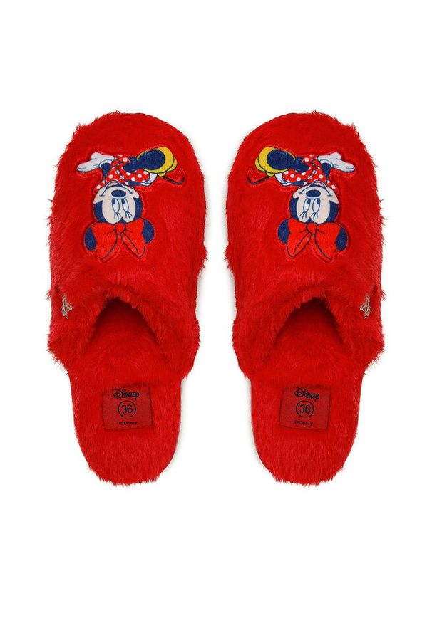 Kapcie Minnie Mouse. Kolor: czerwony. Wzór: motyw z bajki