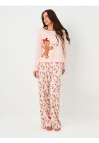 Sinsay - Bawełniana piżama dwuczęściowa z nadrukiem - kremowy. Kolor: kremowy. Materiał: bawełna. Wzór: nadruk #1
