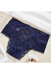 Intica - Figi koronkowe z wycięciami na romantyczne wieczory Jolyn. Kolor: niebieski. Materiał: koronka. Wzór: koronka