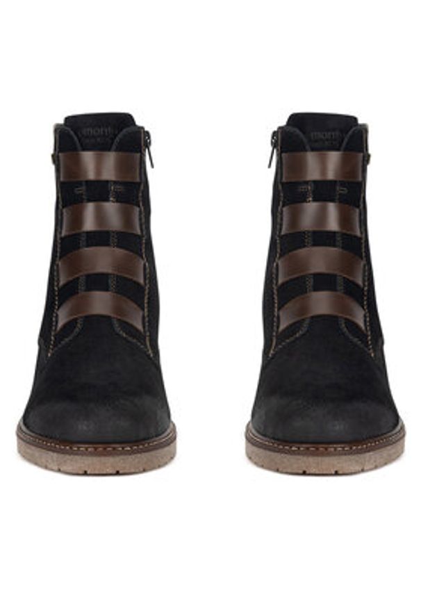 Remonte Trzewiki D1A76-03 Czarny. Kolor: czarny. Materiał: skóra, zamsz