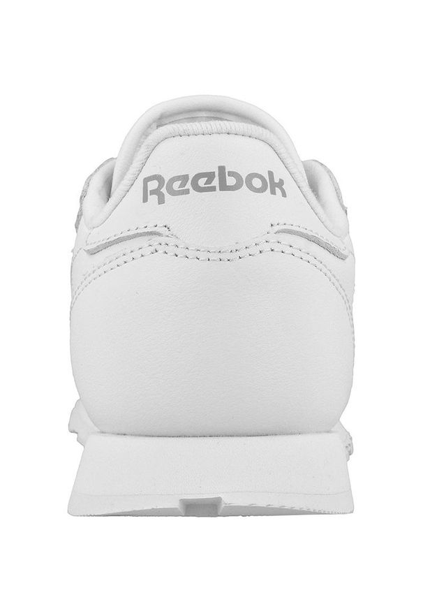 Buty Reebok Classic Leather Jr 50151 białe. Okazja: na co dzień. Kolor: biały. Materiał: skóra, syntetyk, materiał, guma. Szerokość cholewki: normalna. Model: Reebok Classic. Sport: bieganie