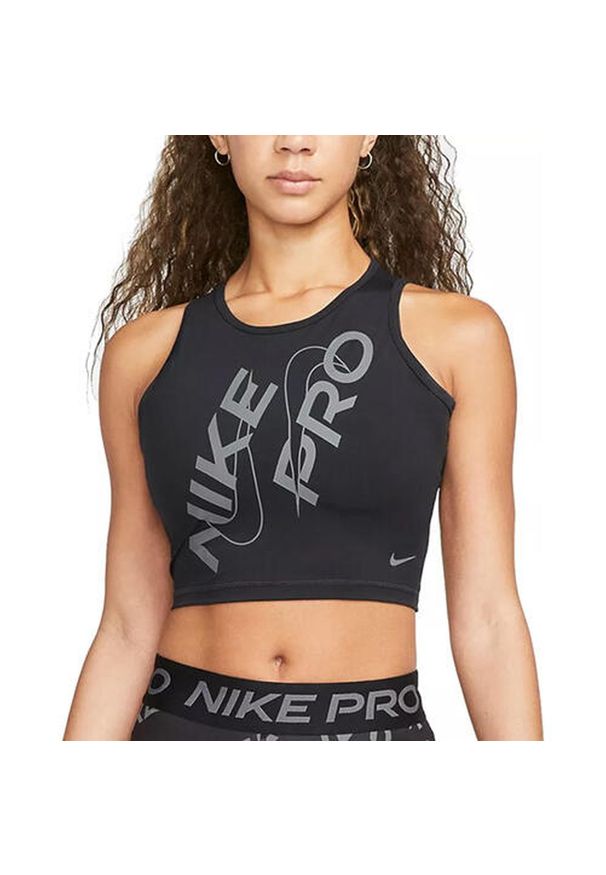 Koszulka Sportowa Damska Nike Pro Dri‑Fit. Kolor: czarny. Technologia: Dri-Fit (Nike). Sport: fitness