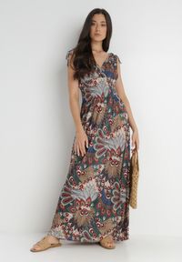 Born2be - Ciemnozielona Sukienka Zarena. Kolor: zielony. Długość rękawa: bez rękawów. Typ sukienki: kopertowe. Styl: boho #2