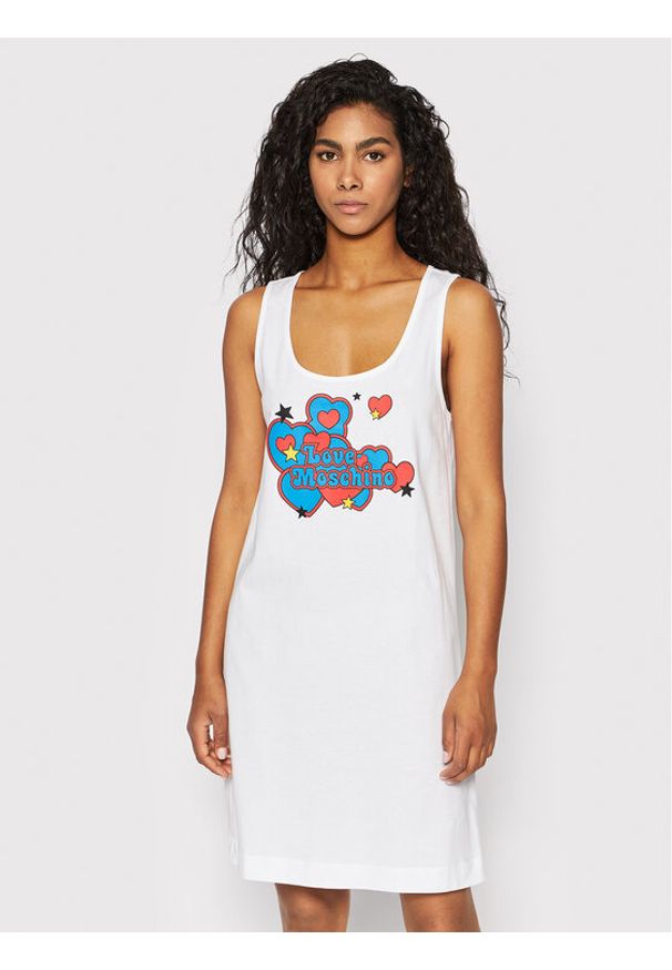 Love Moschino - Sukienka letnia LOVE MOSCHINO. Kolor: biały. Sezon: lato