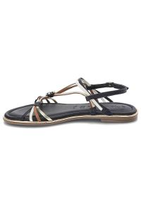 Granatowe Sandały Tamaris Eleganckie Płaskie Buty. Okazja: na co dzień, na spacer. Zapięcie: pasek. Kolor: niebieski. Materiał: skóra. Wzór: paski. Sezon: lato. Styl: elegancki #5