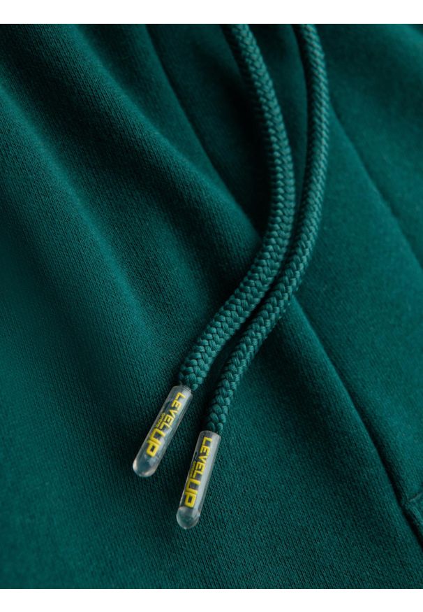 Ombre Clothing - Klasyczne dresowe spodnie unisex ze ściągaczami – ciemnozielone V17. Kolor: zielony. Materiał: dresówka. Wzór: aplikacja. Styl: klasyczny