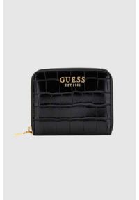 Guess - GUESS Mały czarny portfel Laurel SLG Small Zip Around. Kolor: czarny. Materiał: skóra