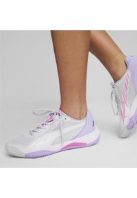 Puma - Damskie buty do padla NOVA Court PUMA Silver Mist White Vivid Violet Gray Purple. Kolor: fioletowy, wielokolorowy, szary, biały