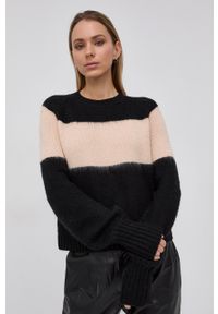 AllSaints Sweter z domieszką wełny damski kolor czarny. Okazja: na co dzień. Kolor: czarny. Materiał: wełna. Długość rękawa: raglanowy rękaw. Styl: casual #1