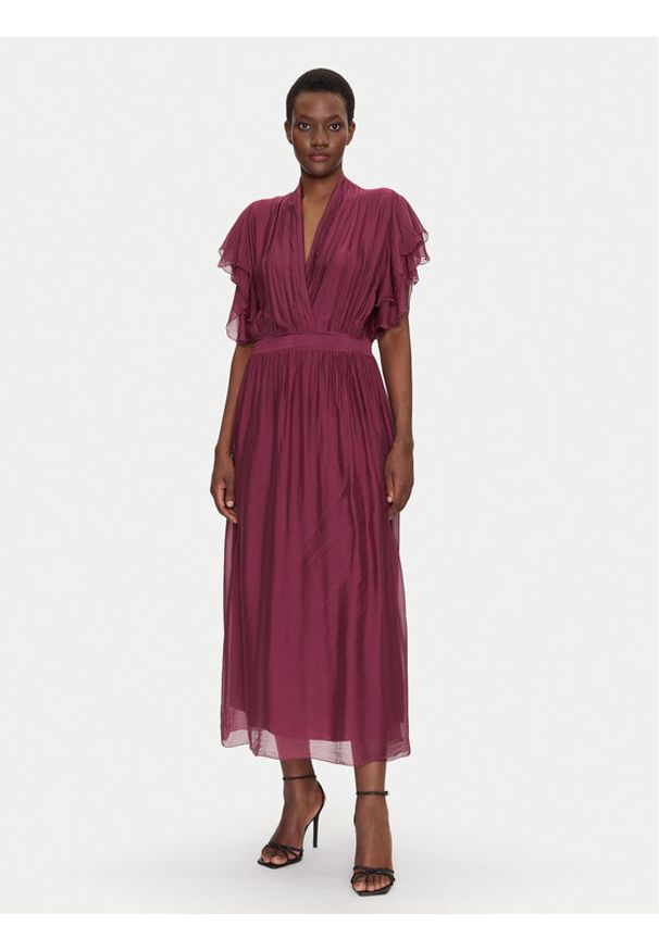 Dixie Sukienka letnia A207W017A Bordowy Regular Fit. Kolor: czerwony. Materiał: jedwab, wiskoza. Sezon: lato