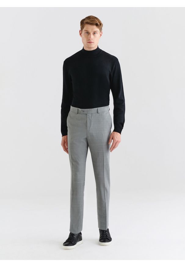 Pako Lorente - PAKO LORENTE – Szare spodnie garniturowe w delikatną kratę. Kolor: szary. Materiał: wełna, lycra, poliester