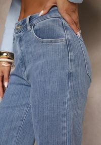 Renee - Niebieskie Szerokie Jeansy z Bawełną i Wiskozą High Waist Elresia. Okazja: na co dzień. Stan: podwyższony. Kolor: niebieski. Styl: elegancki, casual