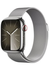 APPLE - Smartwatch Apple Watch 9 GPS+Cellular 45mm stalowy Srebrny | Srebrny bransoleta mediolańska. Rodzaj zegarka: smartwatch. Kolor: wielokolorowy, srebrny, szary. Materiał: materiał #1