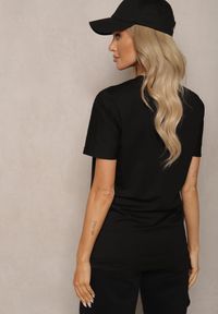 Renee - Czarna Klasyczna Gładka Koszulka z Bawełny Detima. Kolor: czarny. Materiał: bawełna. Wzór: gładki. Styl: klasyczny #4