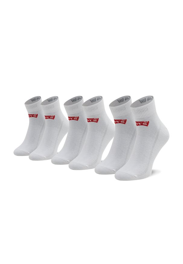 Zestaw 3 par wysokich skarpet unisex Levi's® 903051-001 White. Kolor: biały. Materiał: materiał