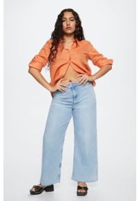 mango - Mango jeansy Catherin damskie high waist. Stan: podwyższony. Kolor: fioletowy #10